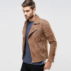 Men's Suede Motorbike Jacket - Caleb