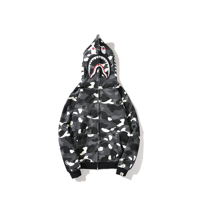 Padded Camouflage Luminous Zipper Hoodies