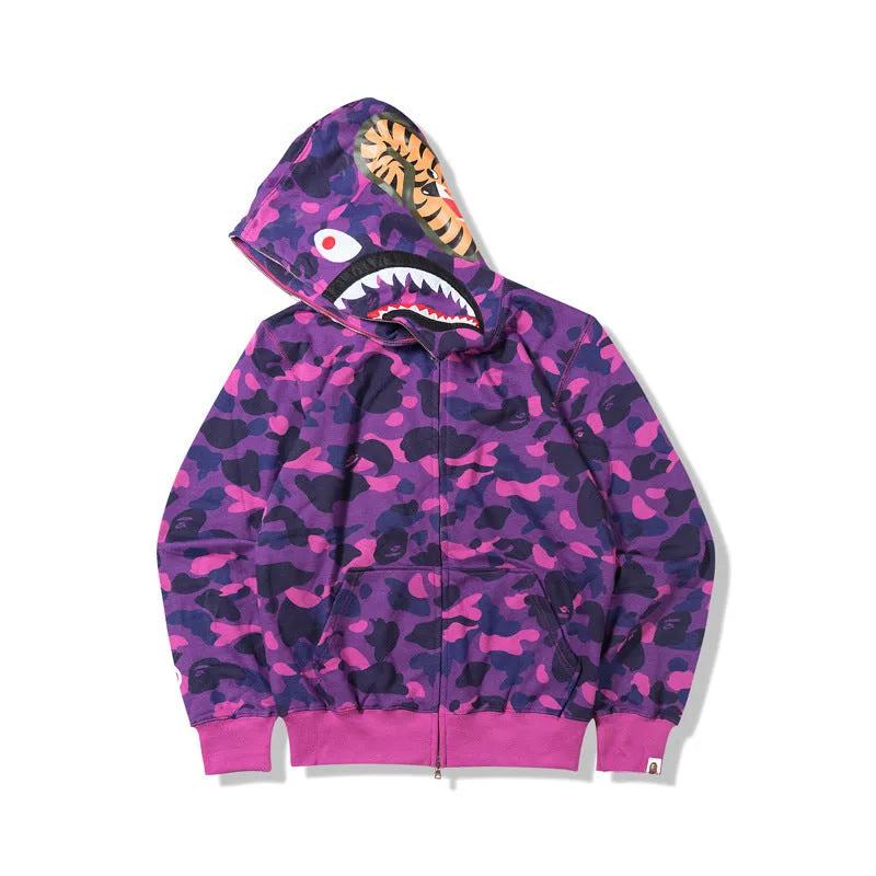 Padded Camouflage Luminous Zipper Hoodies