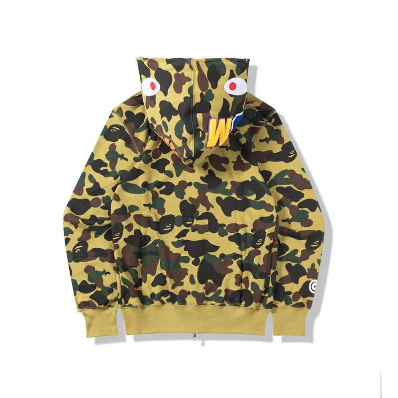 Padded Camouflage Luminous Zipper Hoodies