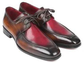 Paul Parkman Brown & Bordeaux Dual Tone Apron Derby Shoes (ID#33BB12)