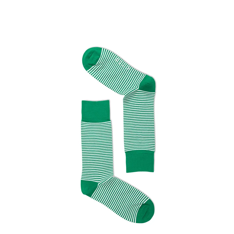 PIN STRIPE SOCKS - GREEN AND WHITE PIN STRIPE