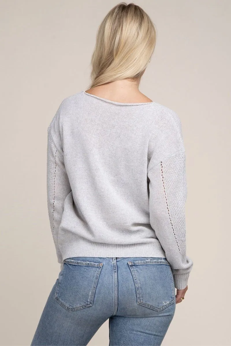 Pointelle Knit Top in Gray