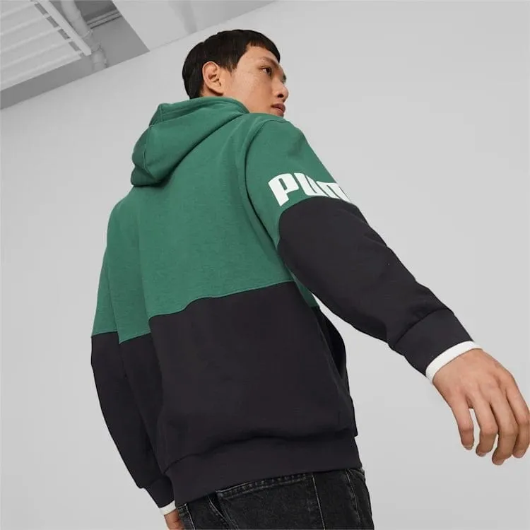 PUMA MEN'S POWER COLOURBLOCK GREEN HOODIE