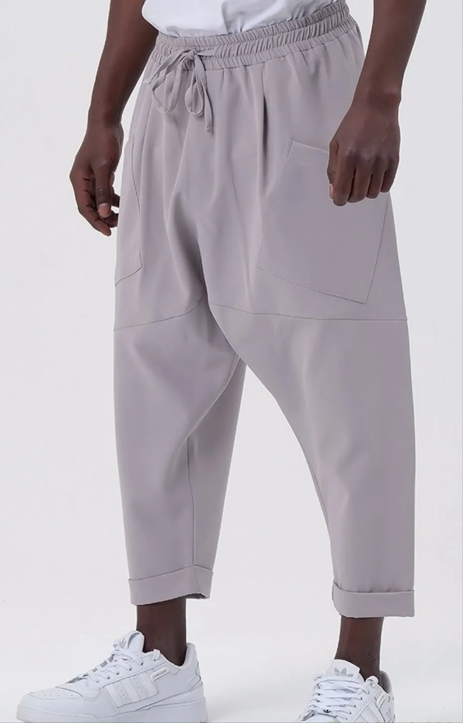 QL Design Lightweight Relaxed Fit Trousers in Light Grey