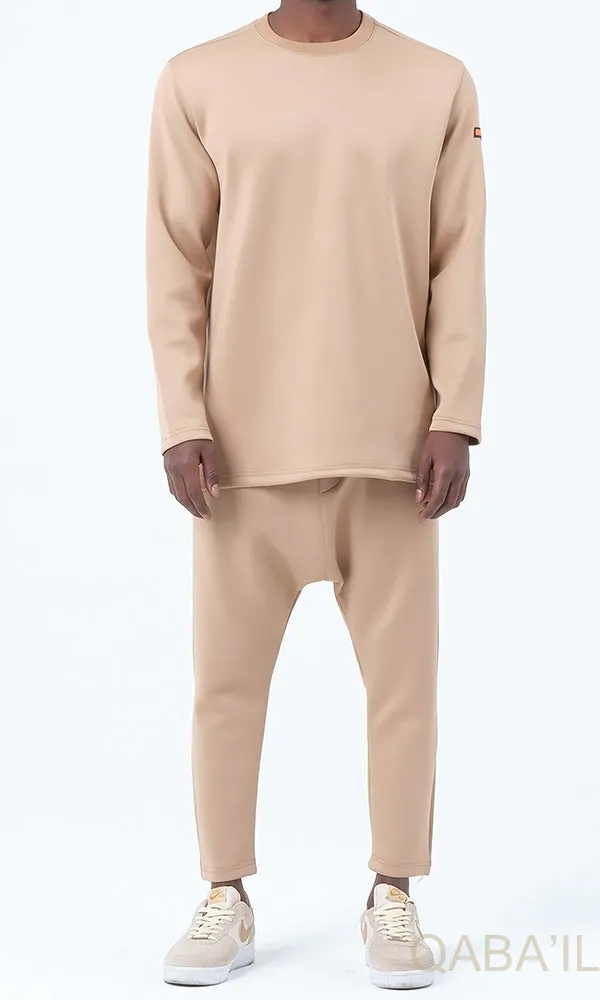 QL Futurx Relaxed Sweat & Ankle Jogger Set in Beige