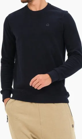 QL Round Collar Longline Sweatshirt in Navy Blue