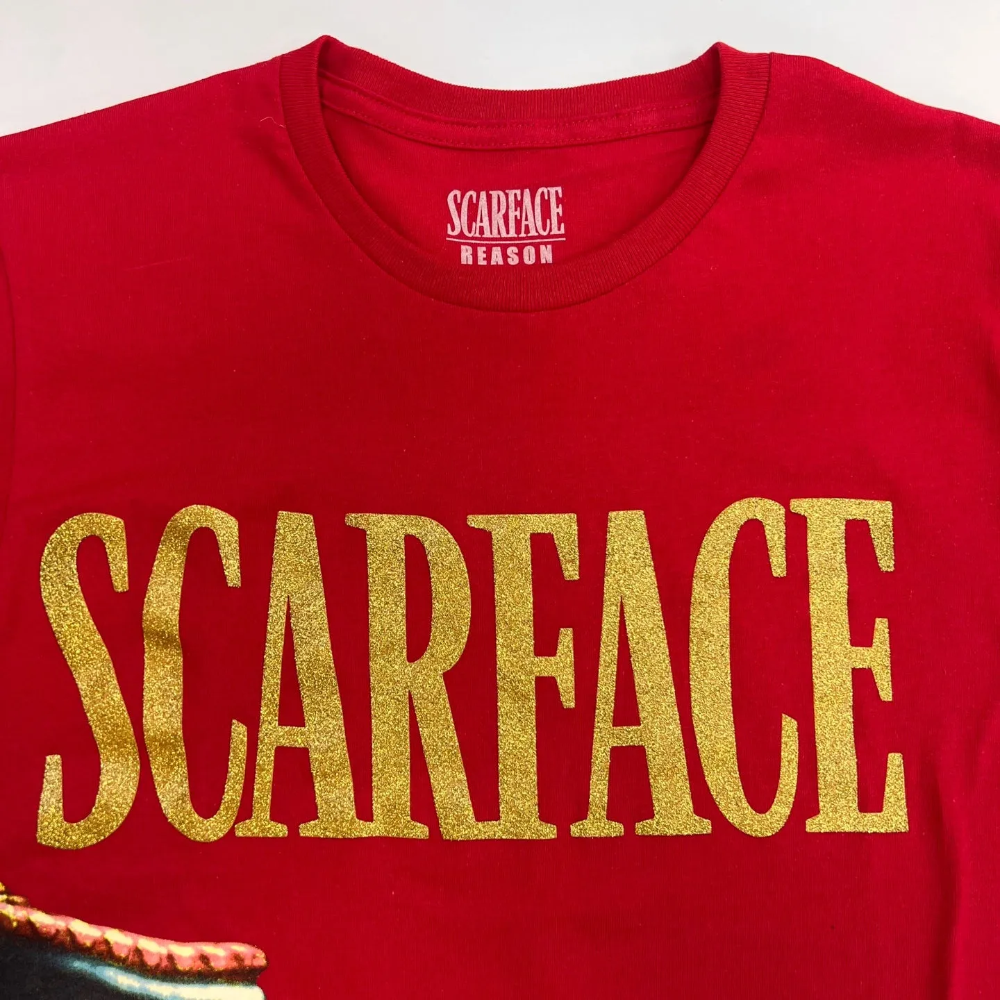 SCARFACE Glittering Lettering Graphic T-Shirt