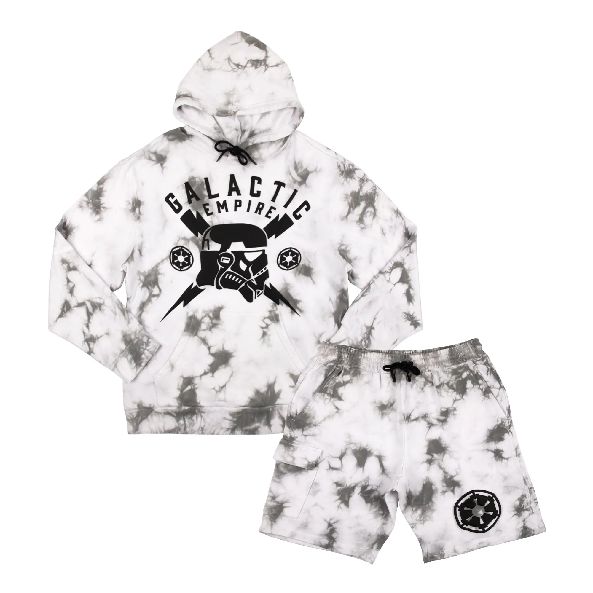 Stormtrooper Helmet With Crossed Bolts Cloud Wash Hoodie and Shorts Lounge Set