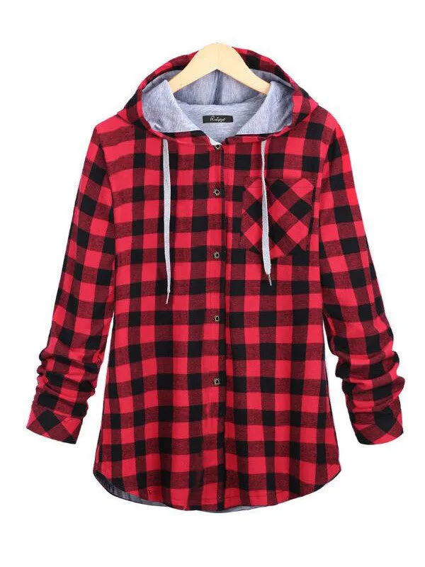 WealFeel Plaid to the Bone Button-Up Hooded Outerwear