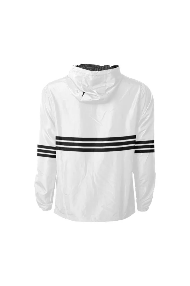 White & Black Stripes Windbreaker for Men