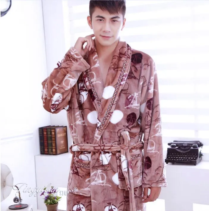 Winter Warm Bath Robe Male Nightgown Nighties Casual Clothing