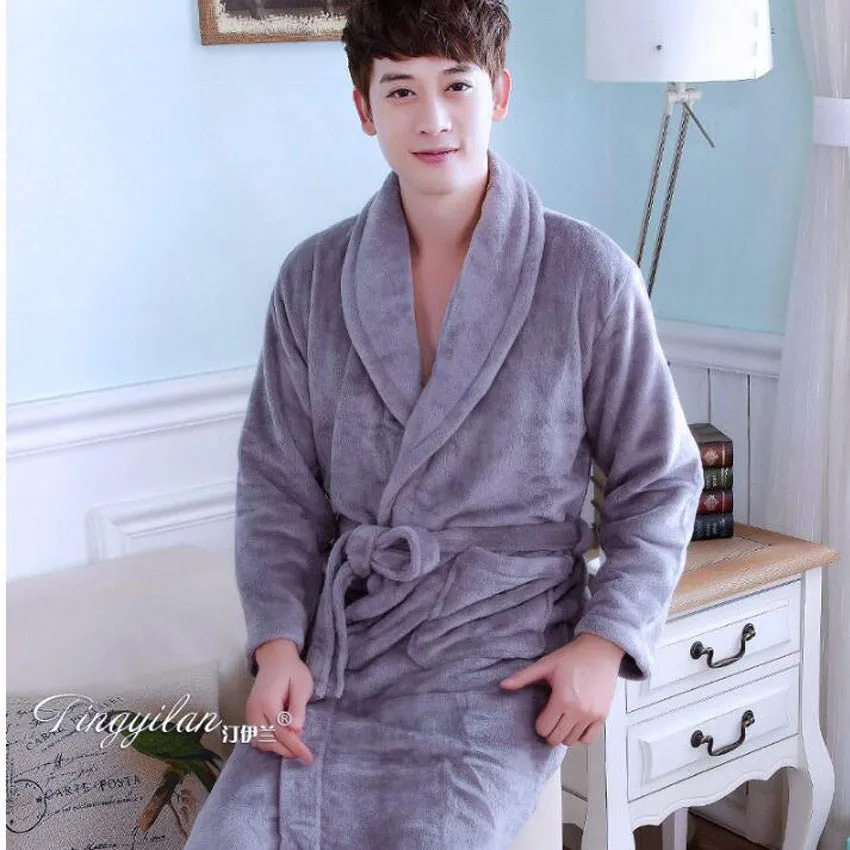 Winter Warm Bath Robe Male Nightgown Nighties Casual Clothing