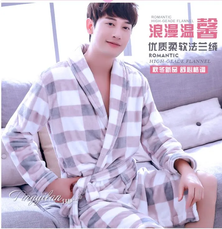 Winter Warm Bath Robe Male Nightgown Nighties Casual Clothing