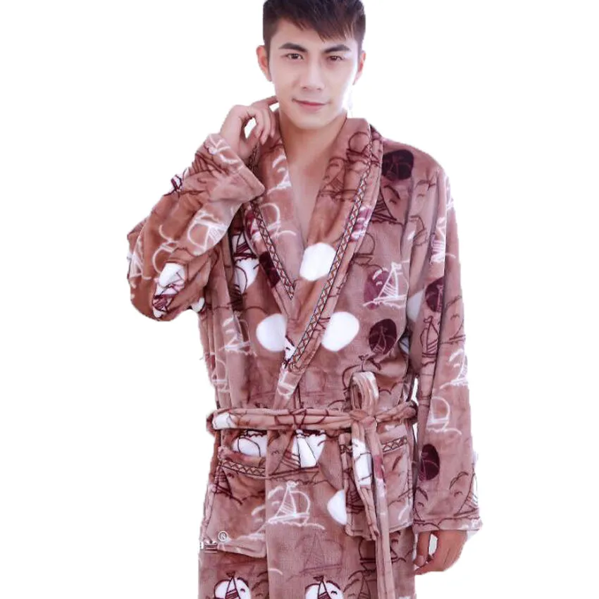 Winter Warm Bath Robe Male Nightgown Nighties Casual Clothing