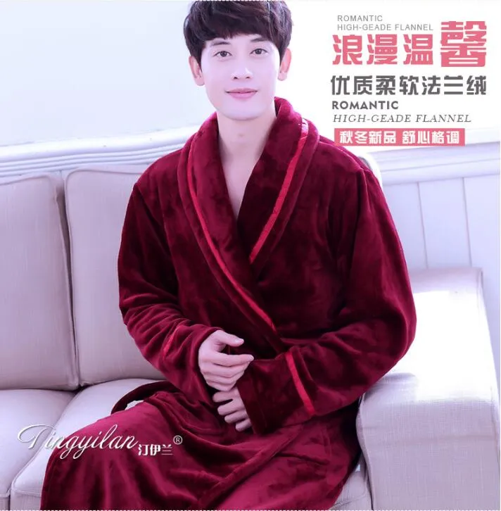 Winter Warm Bath Robe Male Nightgown Nighties Casual Clothing