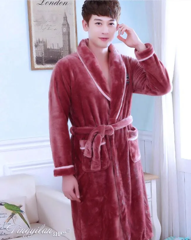 Winter Warm Bath Robe Male Nightgown Nighties Casual Clothing